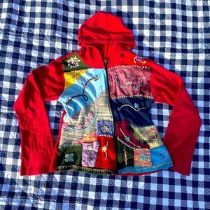 Rising international patchwork hippie hoodie